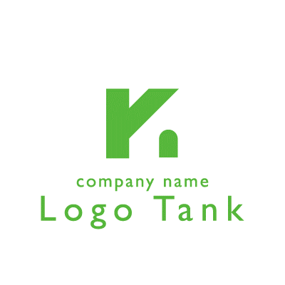 「K」または「Y」と家のロゴ 家 / K / Y / ドア / 緑 / グリーン / シンプル / ナチュラル / ポップ / ロゴ作成 / ロゴ格安 / 名刺ロゴ / かわいいロゴ /,ロゴタンク,ロゴ,ロゴマーク,作成,制作