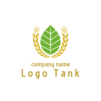 葉に稲穂のリーフのロゴ ロゴタンク 企業 店舗ロゴ シンボルマーク格安作成販売