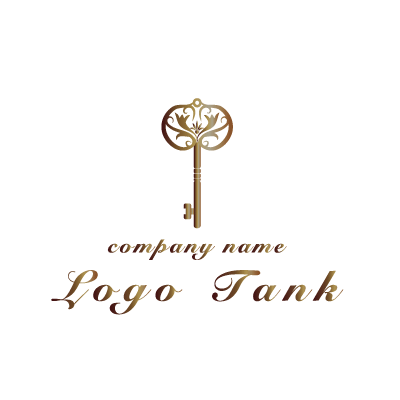 ヨーロピアン調のエレガントな鍵のロゴ
