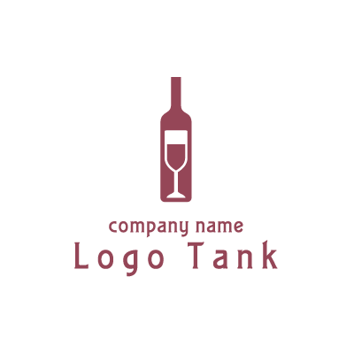 ワインボトルとグラスのロゴ ロゴタンク 企業 店舗ロゴ シンボルマーク格安作成販売