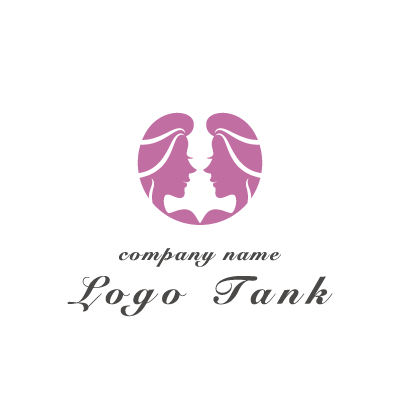 鏡合わせの美女のロゴ ロゴタンク 企業 店舗ロゴ シンボルマーク格安作成販売