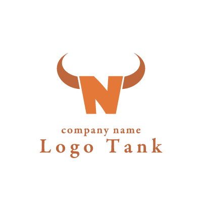 牛の角とアルファベットnのロゴマーク ロゴタンク 企業 店舗ロゴ シンボルマーク格安作成販売