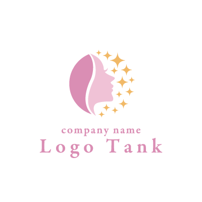 女性の横顔とキラキラを組み合わせた美しいロゴ ロゴタンク 企業 店舗ロゴ シンボルマーク格安作成販売