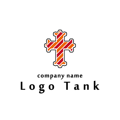 ボーダー柄の十字架ロゴ ロゴタンク 企業 店舗ロゴ シンボルマーク格安作成販売