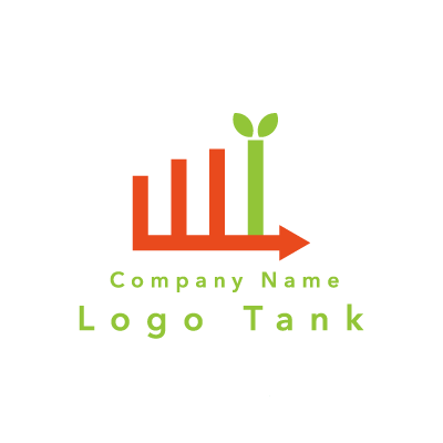 右肩上がりのロゴ 緑 / オレンジ / 右肩上がり / 成長 / シンプル / ポップ / 親しみ / IT / 教育 / ショップ / ロゴ作成 / ロゴマーク / ロゴ / 制作 /,ロゴタンク,ロゴ,ロゴマーク,作成,制作