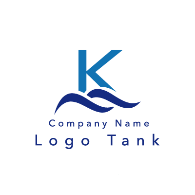 Kと海のロゴ 青 / K / 海 / シンプル / クール / 建築 / IT / 製造 / ショップ / ロゴ作成 / ロゴマーク / ロゴ / 制作 /,ロゴタンク,ロゴ,ロゴマーク,作成,制作