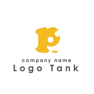 アルファベットpのポップでかわいい黄色の文字ロゴ ロゴタンク 企業 店舗ロゴ シンボルマーク格安作成販売
