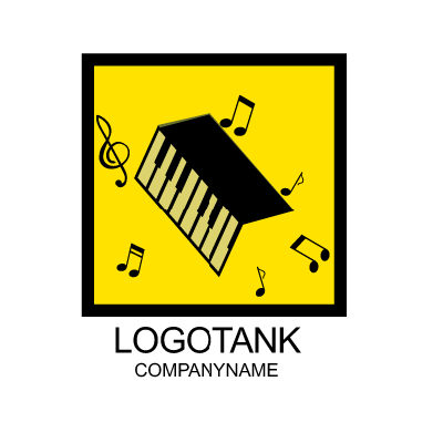 ピアノ鍵盤と音符のロゴデザイン