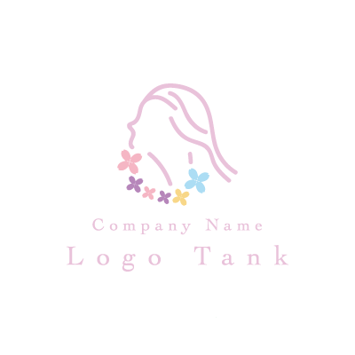 女性の横顔と花のロゴ ロゴタンク 企業 店舗ロゴ シンボルマーク格安作成販売