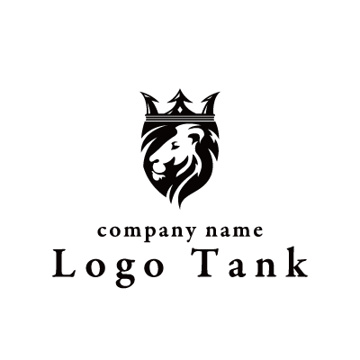 キングとライオンのロゴ かっこいい / 黒色 / 単色 / 盾 / ライオン / 冠 / キング / フォーク / ロゴ / ロゴデザイン / ロゴ制作 / ロゴ作成 /,ロゴタンク,ロゴ,ロゴマーク,作成,制作