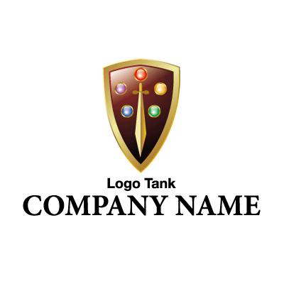 盾と剣を装飾したロゴデザイン ロゴタンク 企業 店舗ロゴ シンボルマーク格安作成販売