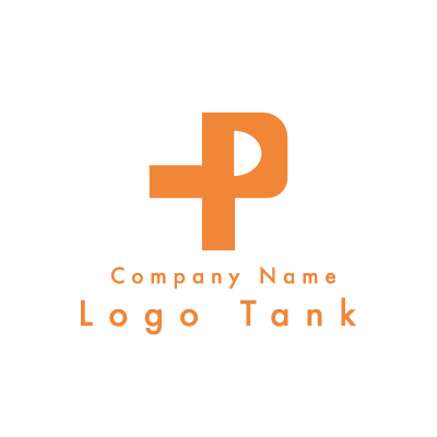 Pとプラスのロゴ オレンジ / P / シンプル / ポップ / IT / ネット / クリニック / ショップ / ロゴ作成 / ロゴマーク / ロゴ / 制作 /,ロゴタンク,ロゴ,ロゴマーク,作成,制作