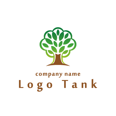 沢山の葉っぱで大きな木を描いたロゴマーク ロゴタンク 企業 店舗ロゴ シンボルマーク格安作成販売