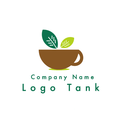 オーガニックなカフェのロゴ リーフ / カップ / オーガニック / シンプル / ポップ / ナチュラル / カフェ / 飲食 / フード / ショップ / ロゴ作成 / ロゴマーク / ロゴ / 制作 /,ロゴタンク,ロゴ,ロゴマーク,作成,制作