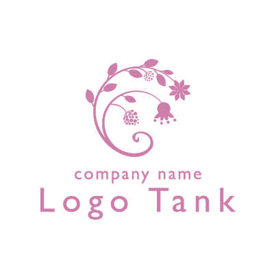 かわいい若葉と花のロゴ ロゴタンク 企業 店舗ロゴ シンボルマーク格安作成販売