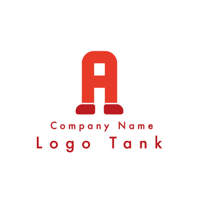 足のあるAのロゴ 赤 / A / シンプル / ポップ / キュート / IT / スクール / ネット / ショップ / ロゴ作成 / ロゴマーク / ロゴ / 制作 /,ロゴタンク,ロゴ,ロゴマーク,作成,制作