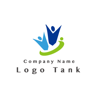 3人の繋がりのロゴ ロゴタンク 企業 店舗ロゴ シンボルマーク格安作成販売