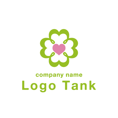 四葉のクローバーとハートのロゴマーク ロゴタンク 企業 店舗ロゴ シンボルマーク格安作成販売