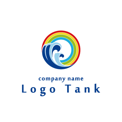 虹と高波のロゴマーク ロゴタンク 企業 店舗ロゴ シンボルマーク格安作成販売