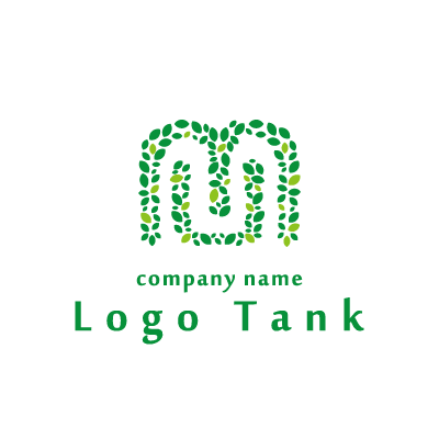 葉っぱのアーチでmを描いたロゴマーク ロゴタンク 企業 店舗ロゴ シンボルマーク格安作成販売