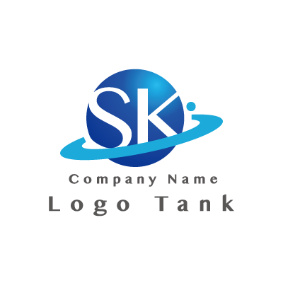 円形のSとKのロゴ S / K / 青 / グラデーション / シンプル / クール / IT / グローバル / 建築 / ロゴ作成 / ロゴマーク / ロゴ / 制作 /,ロゴタンク,ロゴ,ロゴマーク,作成,制作
