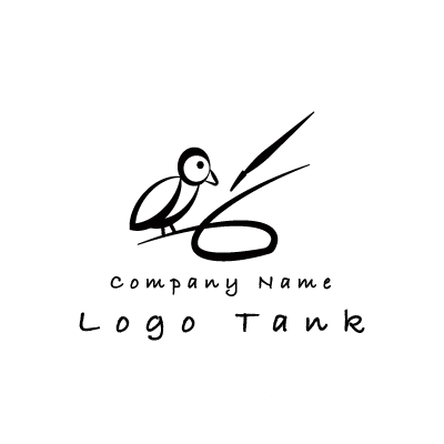 小鳥とペンのロゴ 単色 / 小鳥 / ペン / シンプル / モダン / ネット / 個人 / ショップ / ロゴ作成 / ロゴマーク / ロゴ / 制作 /,ロゴタンク,ロゴ,ロゴマーク,作成,制作