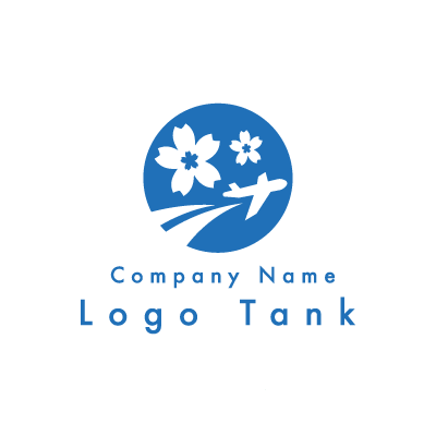 桜と飛行機のロゴ ロゴタンク 企業 店舗ロゴ シンボルマーク格安作成販売