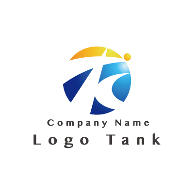 TとKのスタイリッシュなロゴ T / K / 青 / 黄色 / グラデーション / シンプル / クール / スタイリッシュ / 建築 / 製造 / 建設 / IT / ロゴ作成 / ロゴマーク / ロゴ / 制作 /,ロゴタンク,ロゴ,ロゴマーク,作成,制作