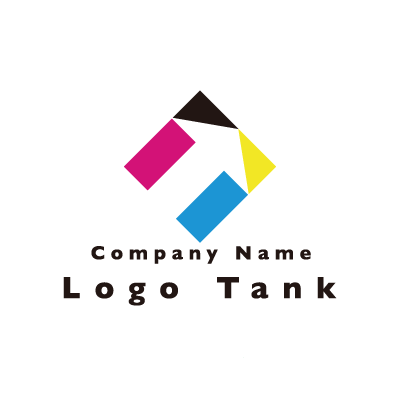 CMYKカラーを表したロゴ CMYK / 矢印 / シンプル / ポップ / 印刷 / インク / ショップ / ロゴ作成 / ロゴマーク / ロゴ / 制作 /,ロゴタンク,ロゴ,ロゴマーク,作成,制作