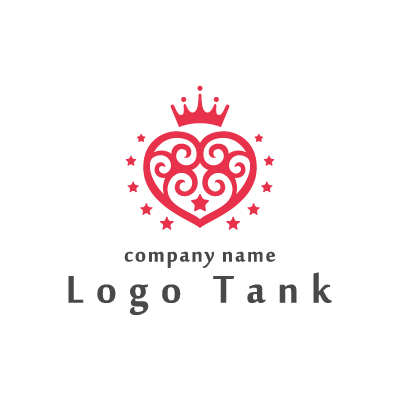 ティアラとハートのロゴマーク ロゴタンク 企業 店舗ロゴ シンボルマーク格安作成販売