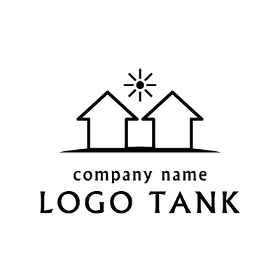 家と太陽のロゴマーク ロゴタンク 企業 店舗ロゴ シンボルマーク格安作成販売
