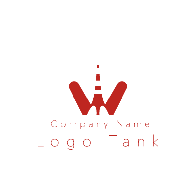 東京タワーとwのロゴ ロゴタンク 企業 店舗ロゴ シンボルマーク格安作成販売