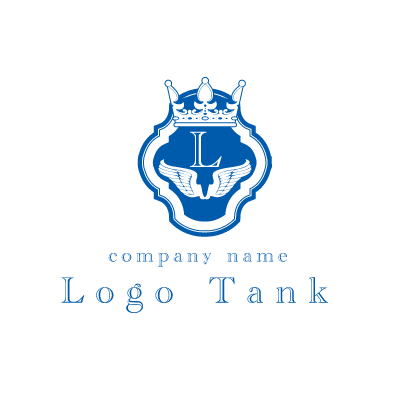 王冠と翼が印象的な紋章 エンブレム のロゴ ロゴタンク 企業 店舗ロゴ シンボルマーク格安作成販売