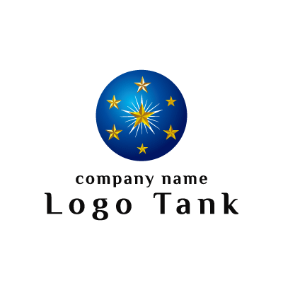 青から濃紺の背景に輝く複数の星 ロゴデザインの無料リクエスト ロゴタンク