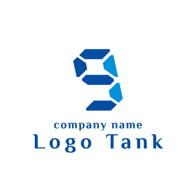 デジタルな9のロゴ 9 / ブルー / ロゴ / 制作 / 販売 /,ロゴタンク,ロゴ,ロゴマーク,作成,制作