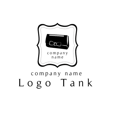 モノトーンのオシャレキュートなリボンバッグのロゴ ロゴタンク 企業 店舗ロゴ シンボルマーク格安作成販売
