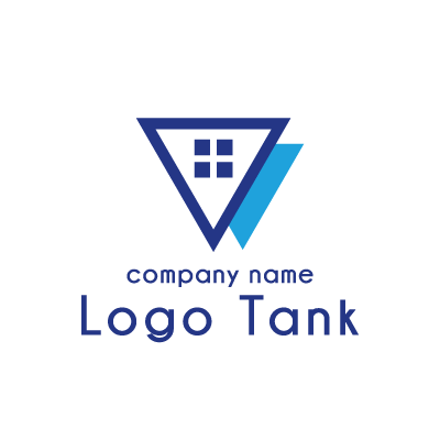 逆三角形と4つの正方形を組み合わせたロゴ ロゴタンク 企業 店舗ロゴ シンボルマーク格安作成販売