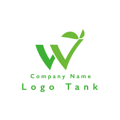 Wと双葉のロゴ 緑 / W / 双葉 / シンプル / ナチュラル / 自然 / クリニック / 建築 / エコ / ショップ / ロゴ作成 / ロゴマーク / ロゴ / 制作 /,ロゴタンク,ロゴ,ロゴマーク,作成,制作