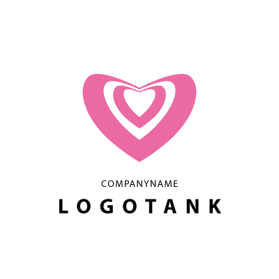 ピンクのハートが二重になっているロゴ ロゴタンク 企業 店舗ロゴ シンボルマーク格安作成販売