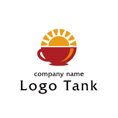 コーヒーカップから朝日が昇るロゴ