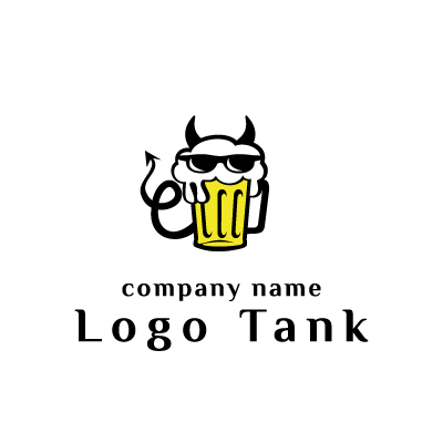 悪魔をイメージしたビールのロゴ ブラック / イエロー / 黒 / 黄 / 白 / ビール / サングラス / クール / 落ち着いた / ロゴマーク / ロゴ / ロゴ制作 / 作成 /,ロゴタンク,ロゴ,ロゴマーク,作成,制作