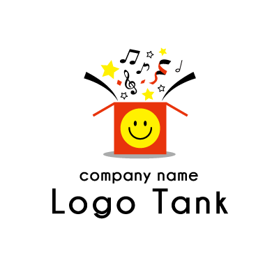 スマイルマークとびっくり箱のロゴ ロゴタンク 企業 店舗ロゴ シンボルマーク格安作成販売