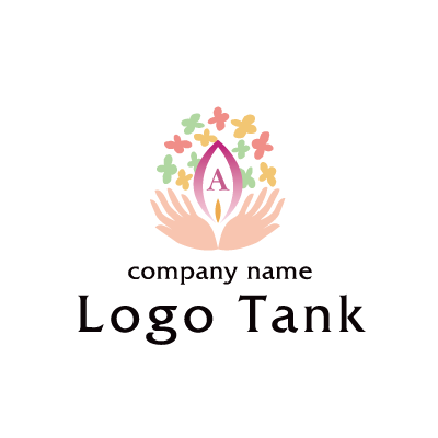 手を花びらに見立てたイラストのロゴ ロゴタンク 企業 店舗ロゴ シンボルマーク格安作成販売
