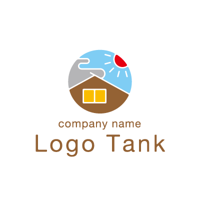 家と太陽と雲のロゴ ロゴタンク 企業 店舗ロゴ シンボルマーク格安作成販売