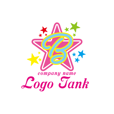 ポップなスターとBのロゴ ポップ / 星 / スター / アルファベット / B / ピンク / pink / パステルカラー / ロゴ / ロゴ制作 / ロゴデザイン /,ロゴタンク,ロゴ,ロゴマーク,作成,制作