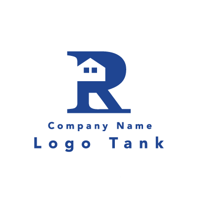 Rと家のイメージを融合したロゴ 青 / 家 / R / シンプル / ポップ / 建築 / リフォーム / 不動産 / ショップ / ロゴ作成 / ロゴマーク / ロゴ / 制作 /,ロゴタンク,ロゴ,ロゴマーク,作成,制作