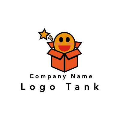 箱から飛び出すロゴ 箱 / 笑顔 / シンプル / ポップ / 教育 / ショップ / ロゴ作成 / ロゴマーク / ロゴ / 制作 /,ロゴタンク,ロゴ,ロゴマーク,作成,制作