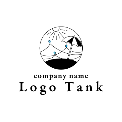 海とパラソルのロゴ ロゴタンク 企業 店舗ロゴ シンボルマーク格安作成販売