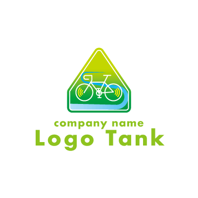 自転車標識を模したロゴ 自転車 / サイクル / 山 / 川 / 情報 / 発信 / 緑 / グリーン / グラデーション / ロゴ / ロゴデザイン / ロゴ制作 /,ロゴタンク,ロゴ,ロゴマーク,作成,制作