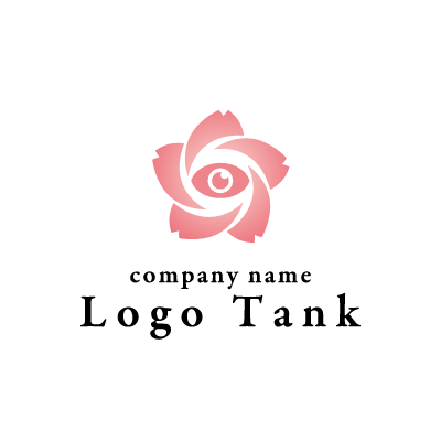 桜と目のイラストのロゴ ロゴタンク 企業 店舗ロゴ シンボルマーク格安作成販売